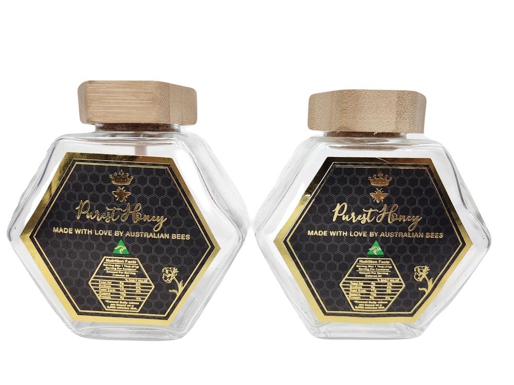 Glass Jar 220 ml With Wooden Honey Spoon Pack of 20