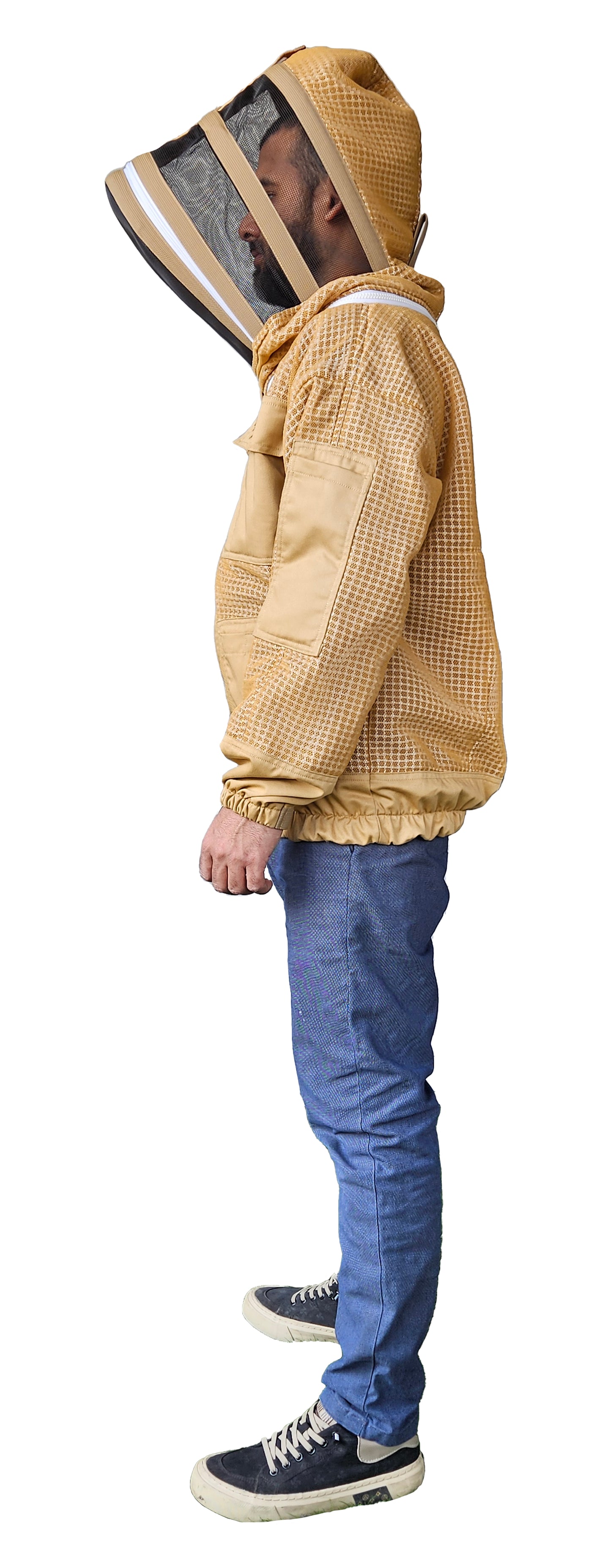 OZ ARMOUR Khaki 3 Layer Mesh Ventilated Beekeeping Jacket With Fencing Veil
