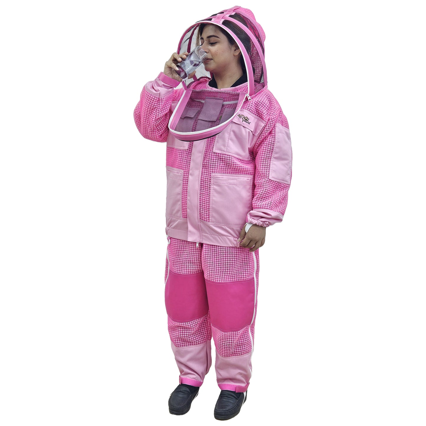 Pink Beekeeping Jacket & Trousers Pants Set 3 Layer Mesh Toilet Friendly easy to wear