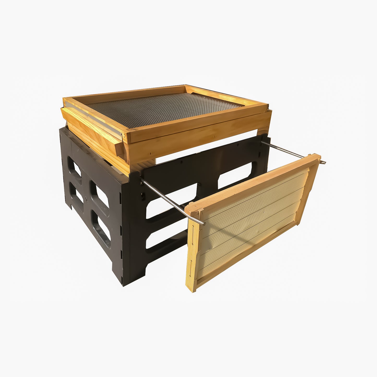 Mesh Bottom Board With Beetle Trap and Beehive Stand with Frame Holder