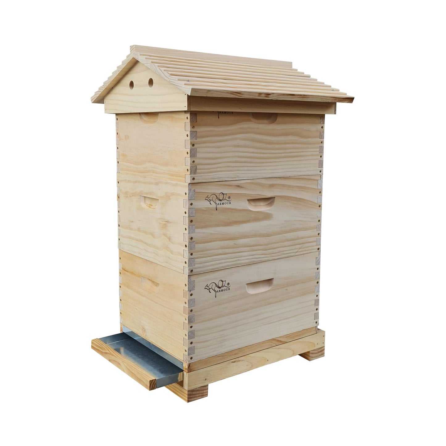 Three Levels Gabled Telescopic 22 mm Thick Beehive With Mesh Bottom Board