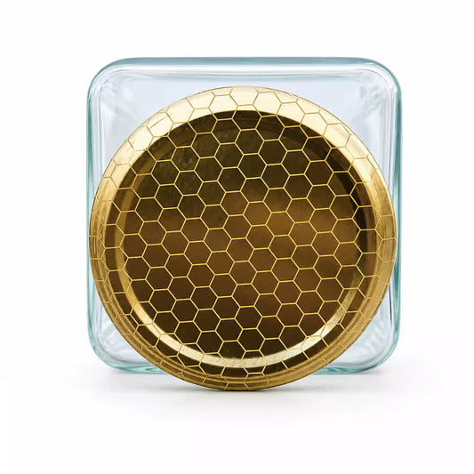 Hexagonal Glass Jars closeup view