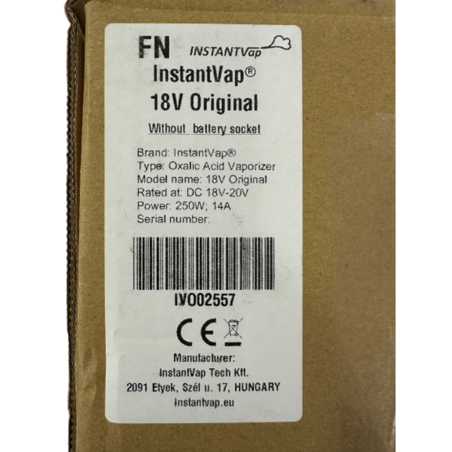 INSTANTVAP 18V ORIGINAL, CORDLESS OXALIC ACID VAPORIZER Battery not included