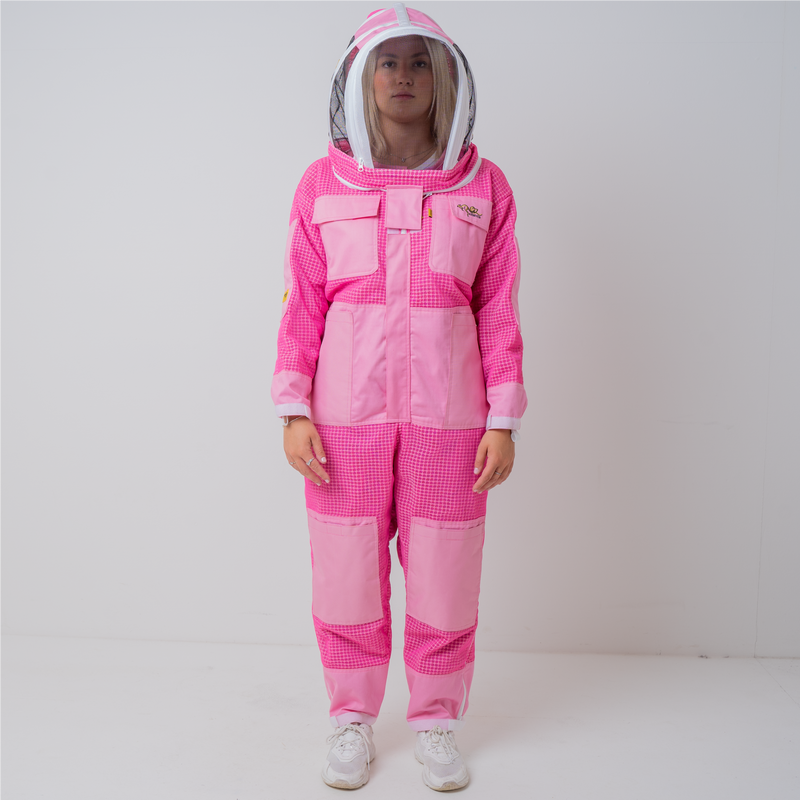 PINK OZ ARMOUR 3 Layer Mesh Ventilated Beekeeping Suit With Fencing Veil