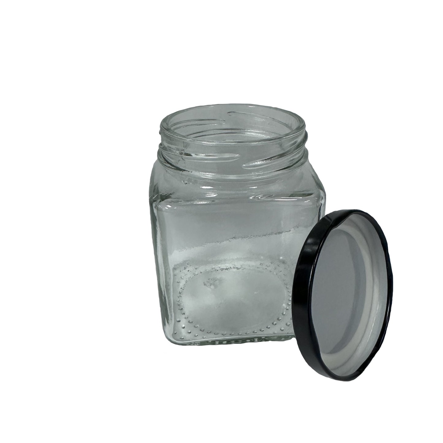 300 ml Square Glass Jars With Black Lids