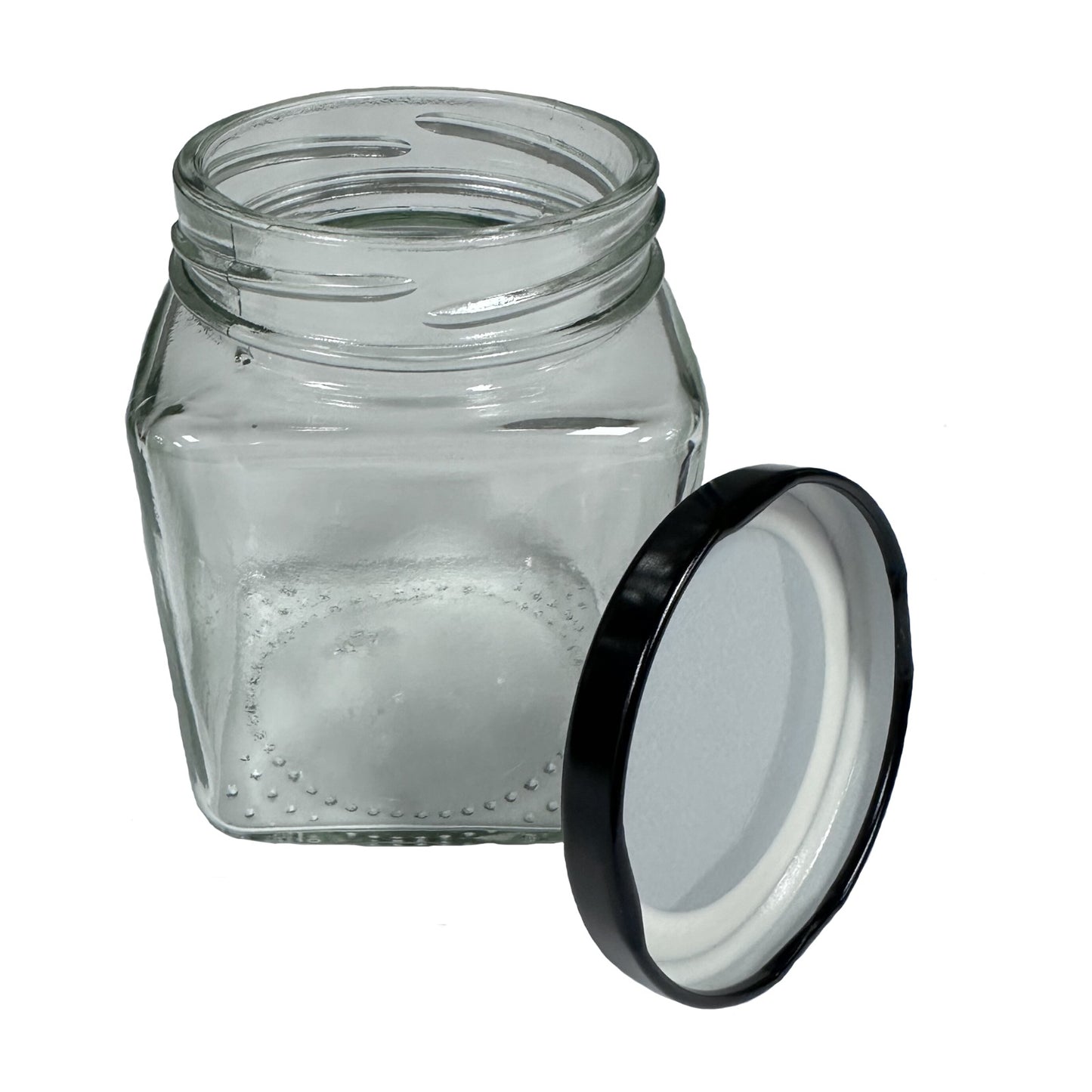 300 ml Square Glass Jars With Black Lids