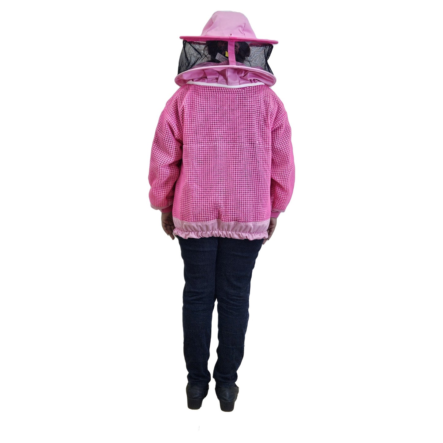 OZ ARMOUR Pink 3 Layer Mesh Ventilated Beekeeping Jacket With Round Hat Veil