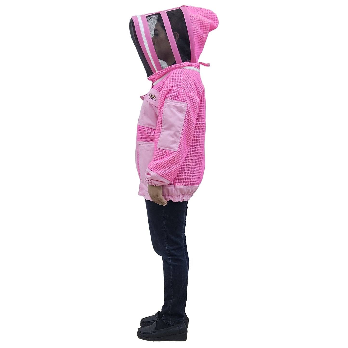 OZ ARMOUR Pink 3 Layer Mesh Ventilated Beekeeping Jacket With Fencing Veil