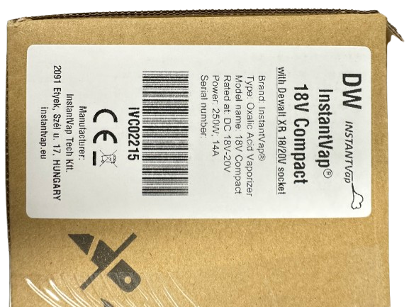 INSTANTVAP COMPACT 18V BATTERY POWERED, CORDLESS OXALIC ACID VAPORIZER