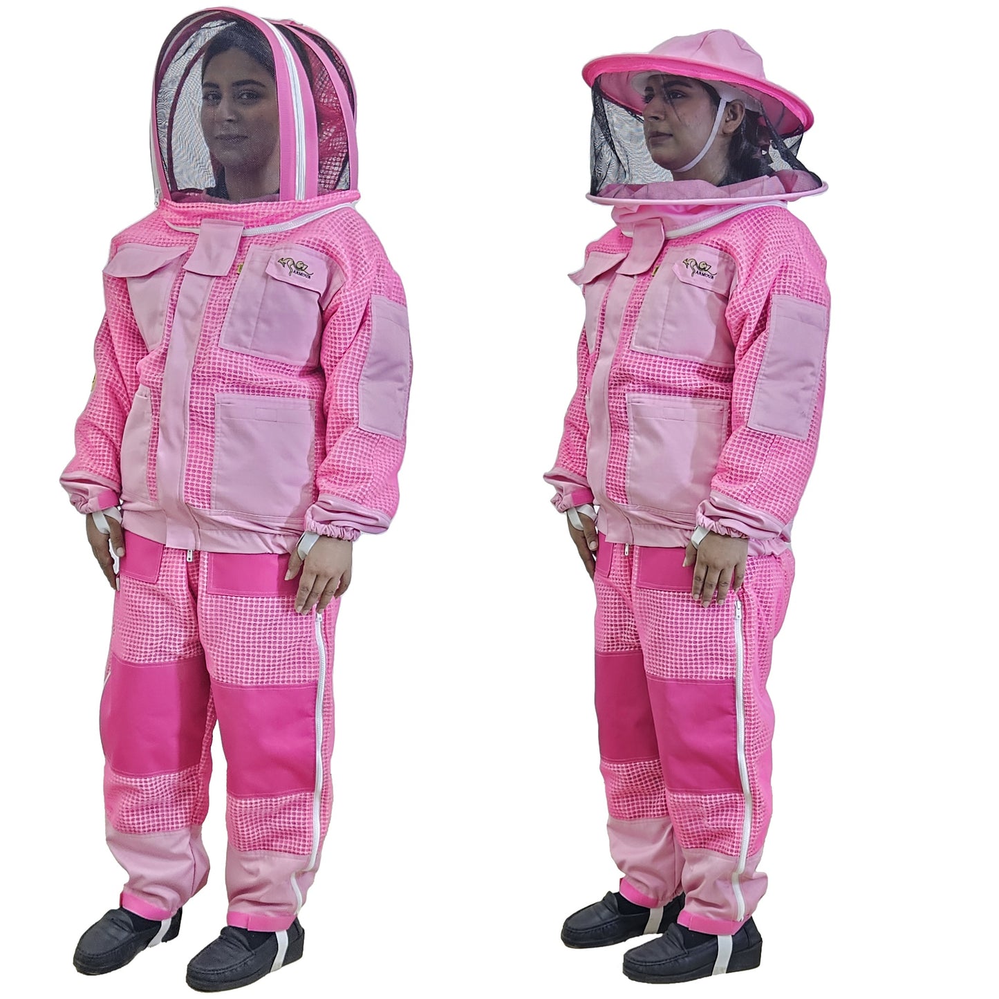 Pink Beekeeping Jacket & Trousers Pants Set 3 Layer Mesh Toilet Friendly easy to wear