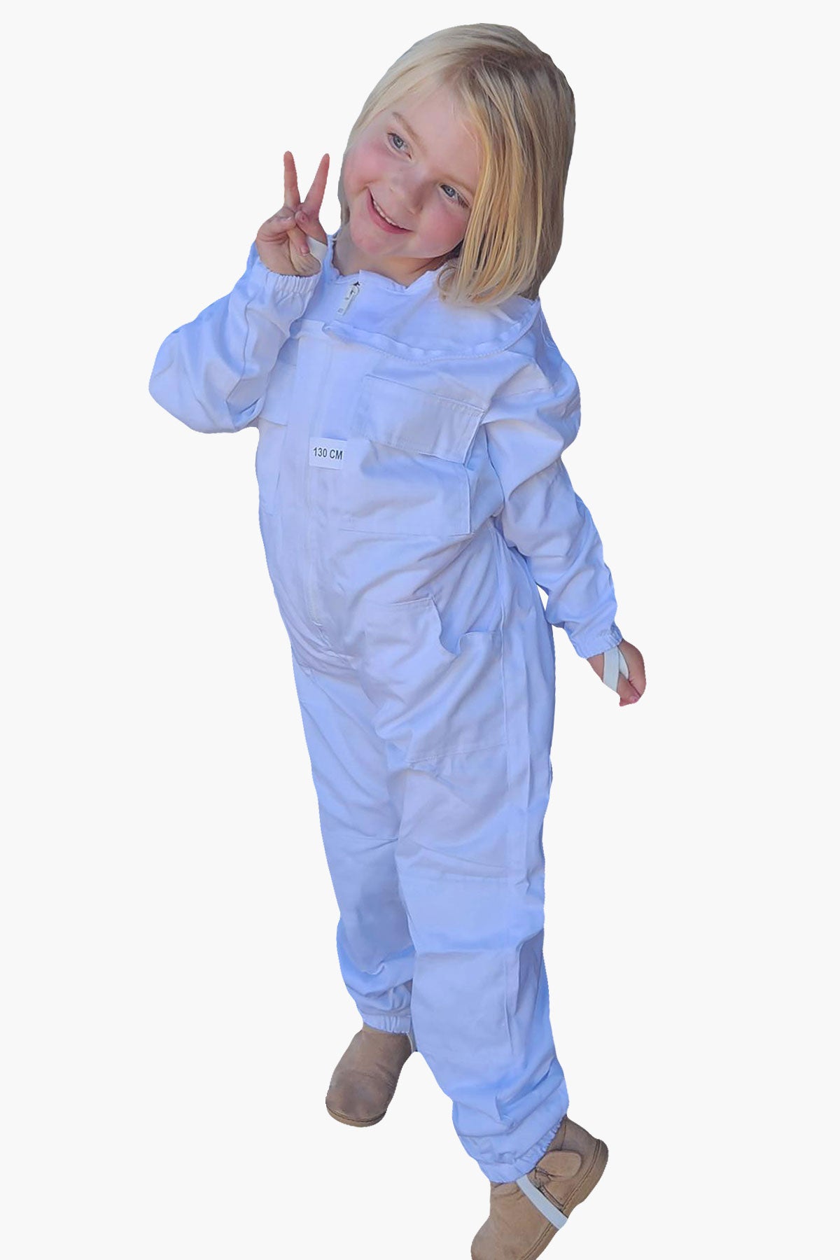 White Poly Cotton Children's Beekeeping Suits With Fencing Veil