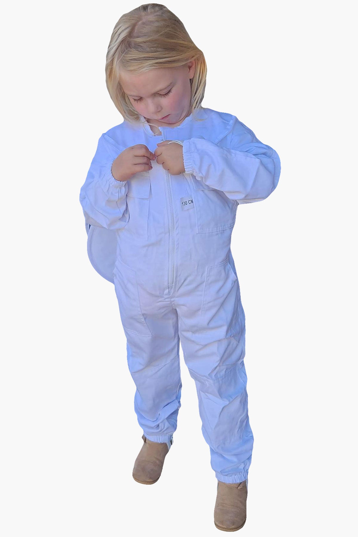 White Poly Cotton Children's Beekeeping Suits With Fencing Veil