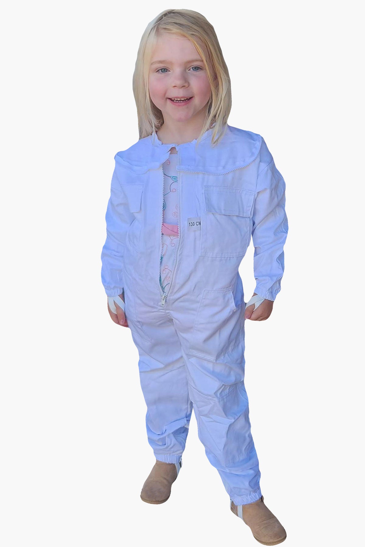 White Poly Cotton Children's Beekeeping Suits With Fencing Veil