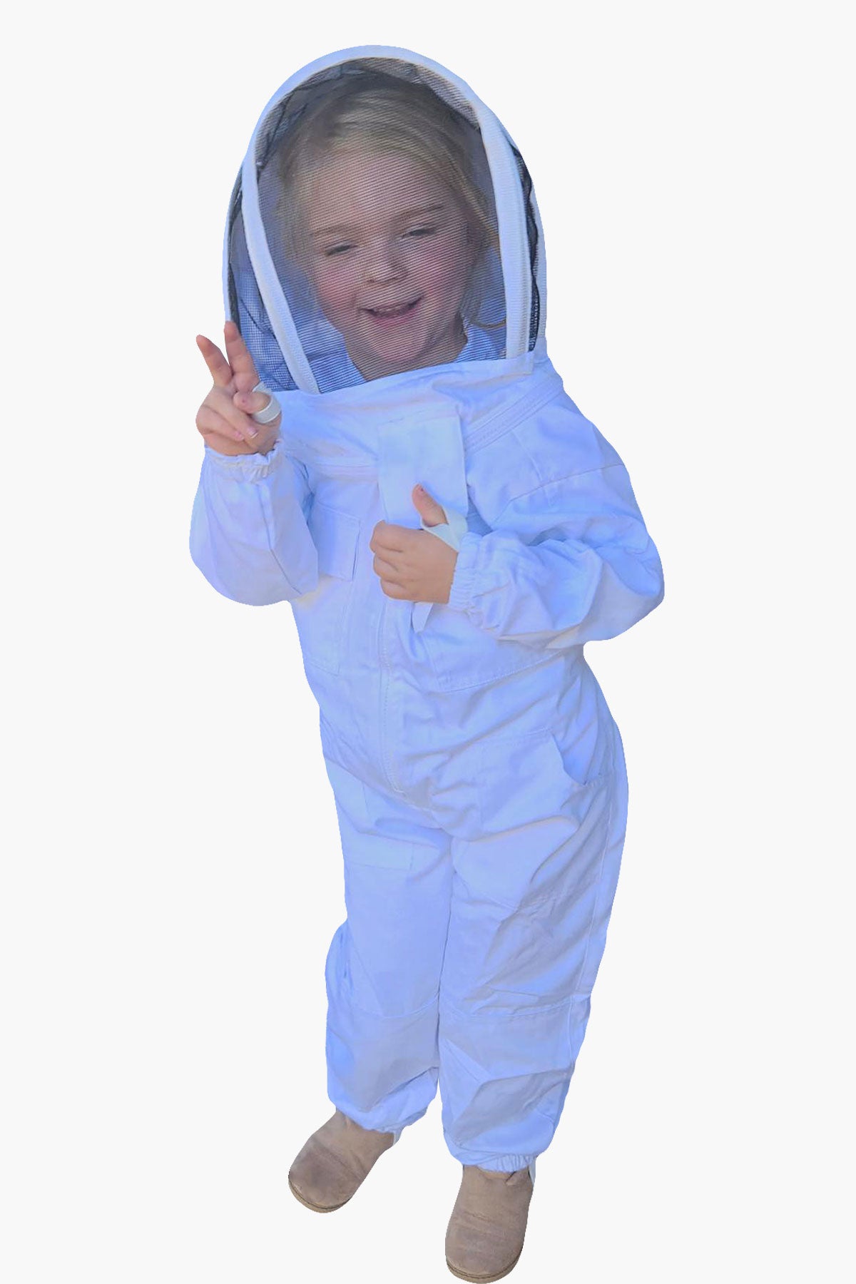White Poly Cotton Children's Beekeeping Suits With Fencing Veil