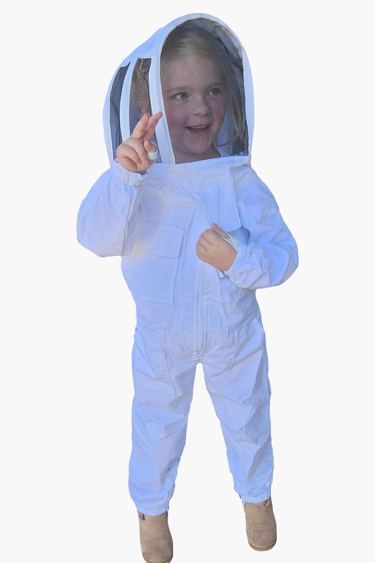White Poly Cotton Children's Beekeeping Suits With Fencing Veil