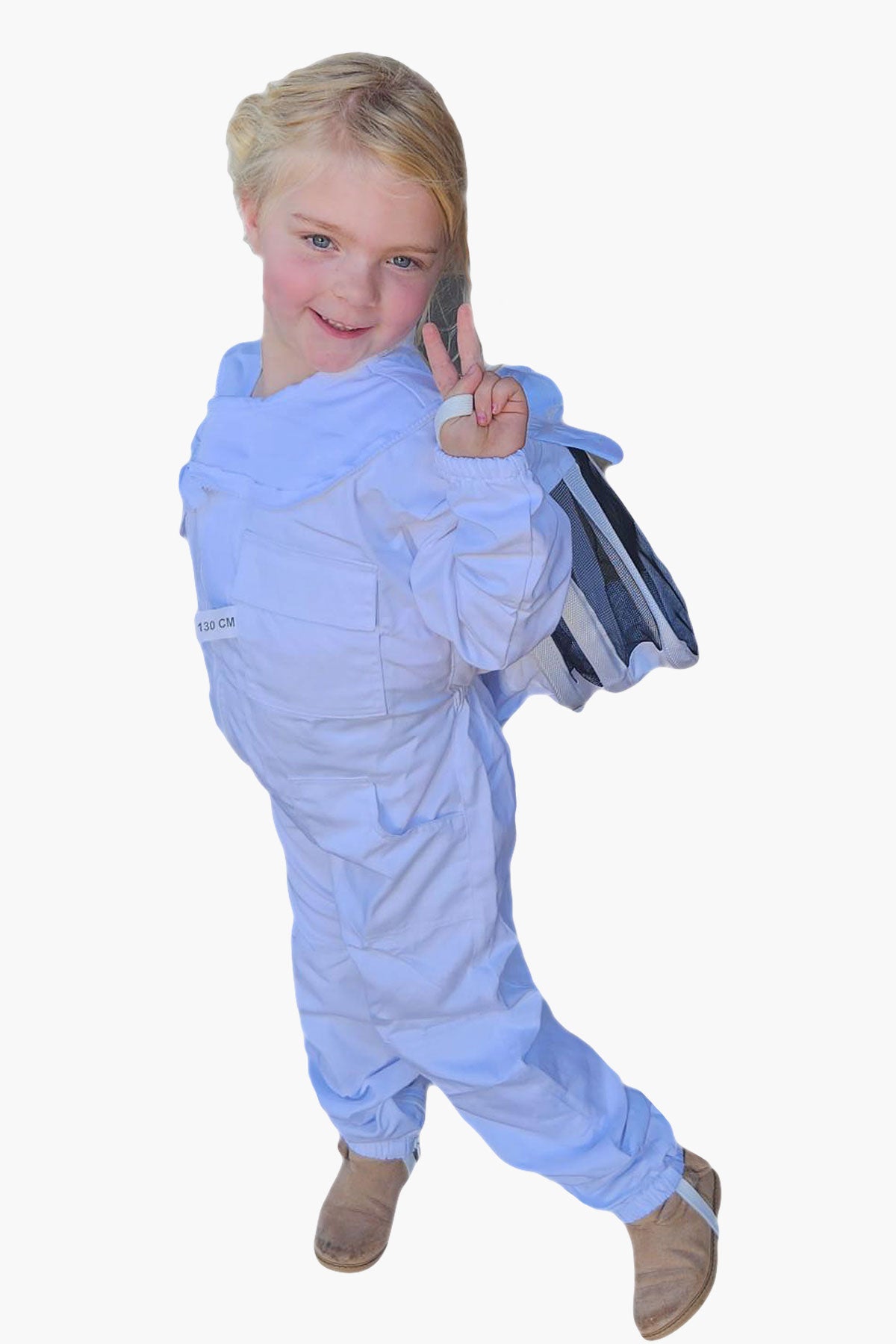 White Poly Cotton Children's Beekeeping Suits With Fencing Veil
