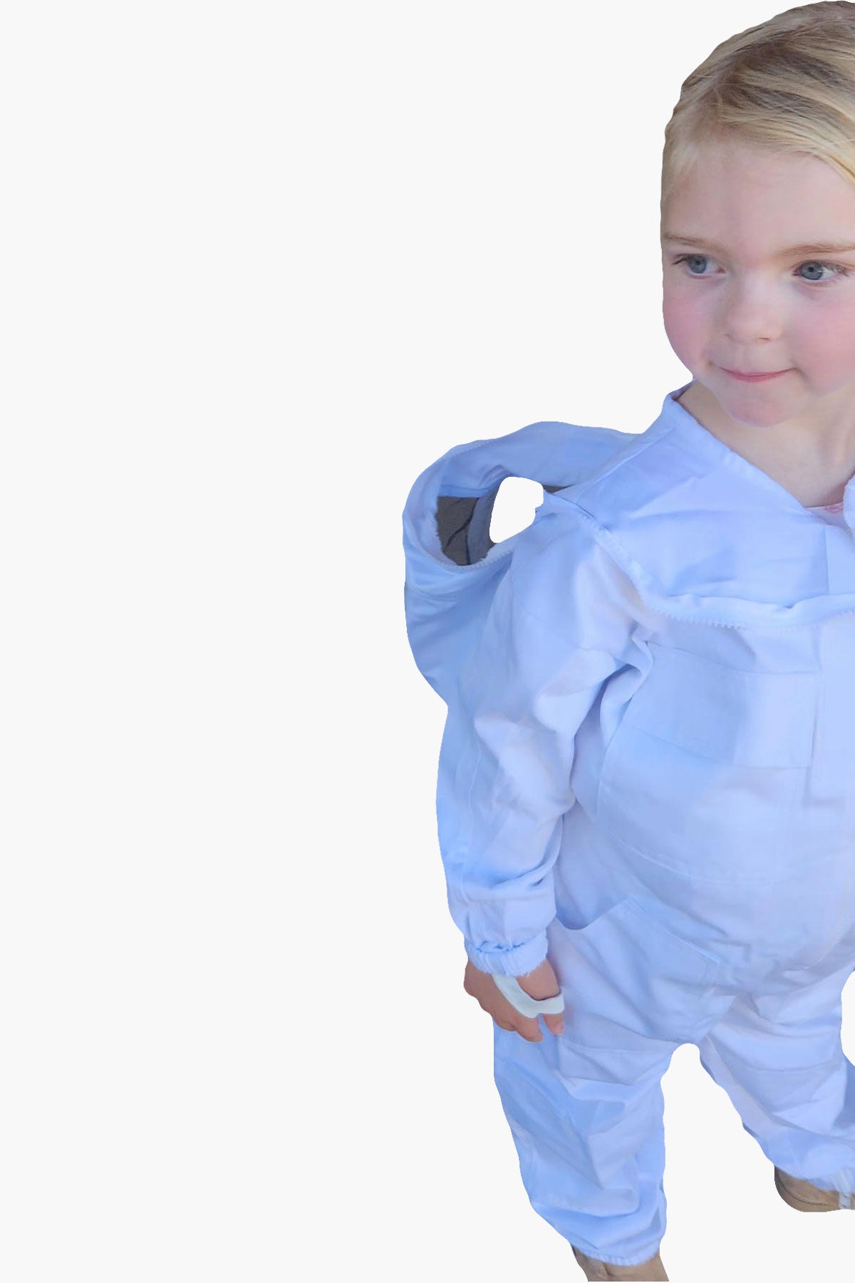 White Poly Cotton Children's Beekeeping Suits With Fencing Veil