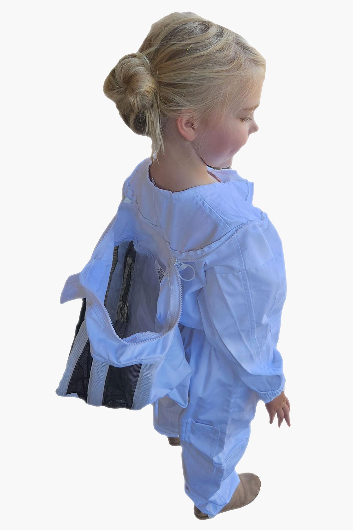 White Poly Cotton Children's Beekeeping Suits With Fencing Veil