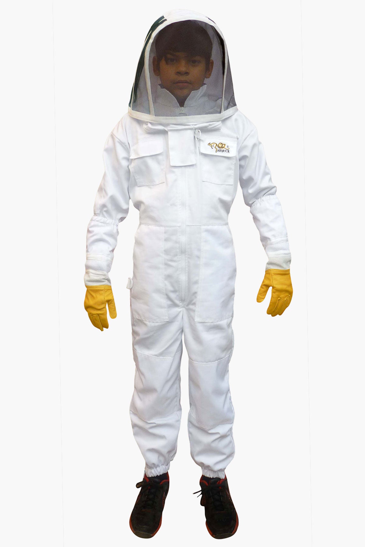 White Poly Cotton Children's Beekeeping Suits With Fencing Veil