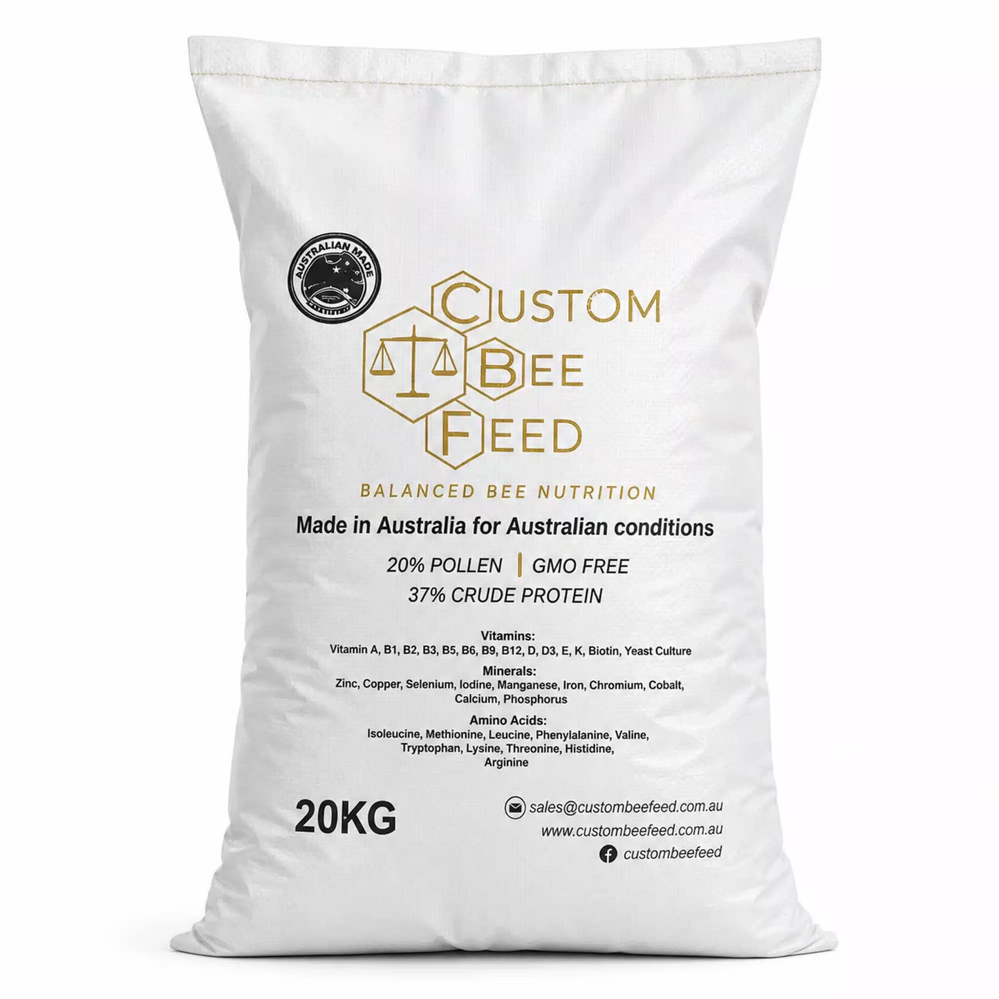 Custom Bee Feed Australian made nutrition supplement bag