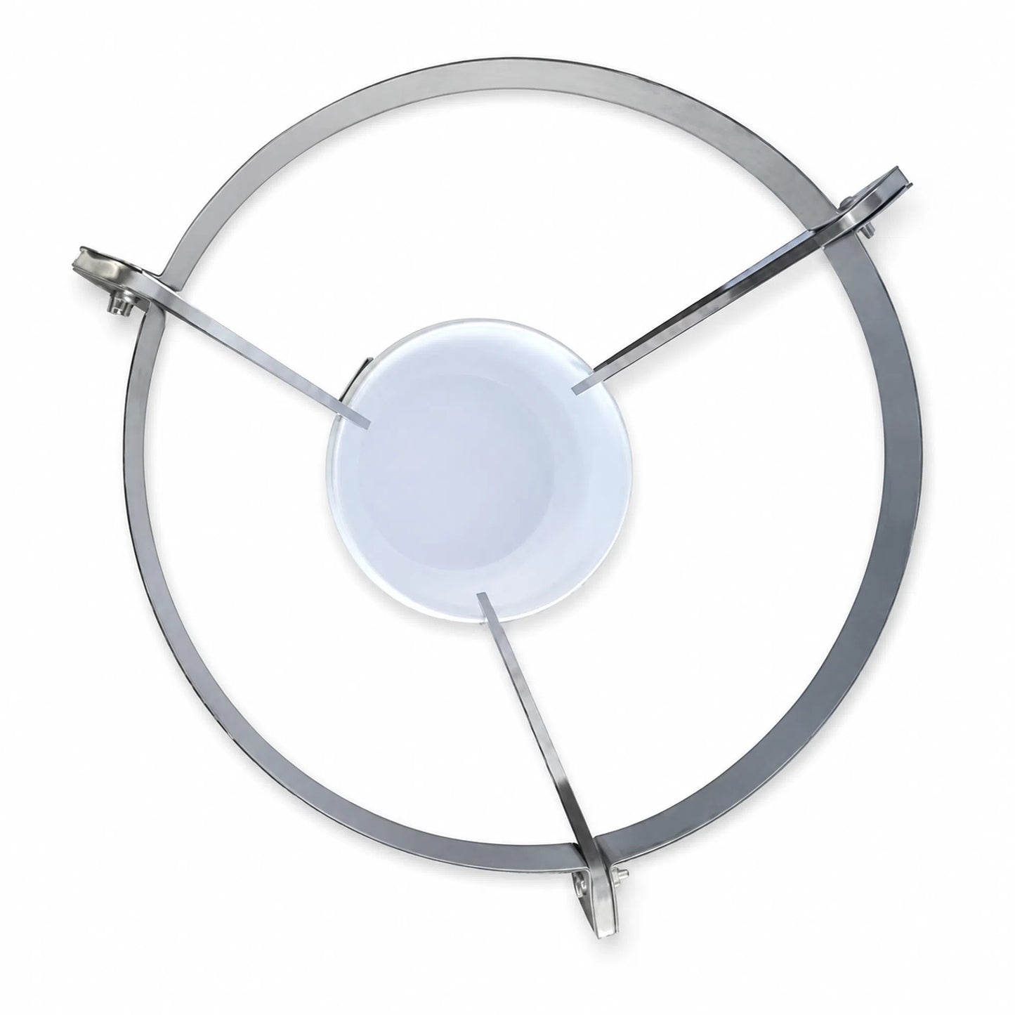 Top view of honey filter stand with round support ring and filter setup
