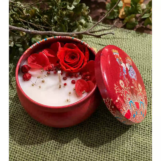 Red Rose Scented Candle Pot