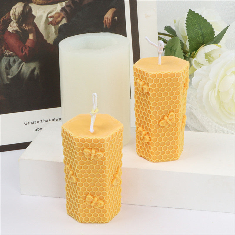 Hexagonal Honeycomb Silicone Candle Mould - Height 9.2 cm