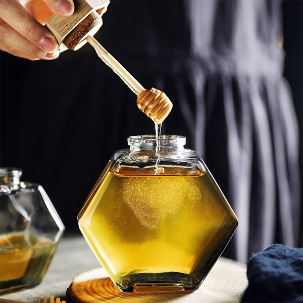 Glass Jar 220 ml With Wooden Honey Spoon Pack of 20