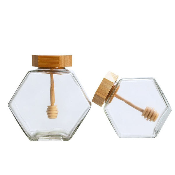 Glass Jar 220 ml With Wooden Honey Spoon Pack of 20