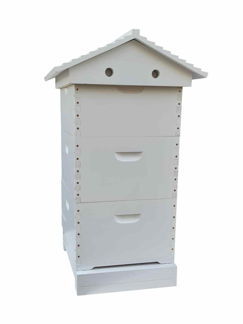 Three Level Gabled Telescopic Beehive Assembled & Painted with Mesh Bottom Board