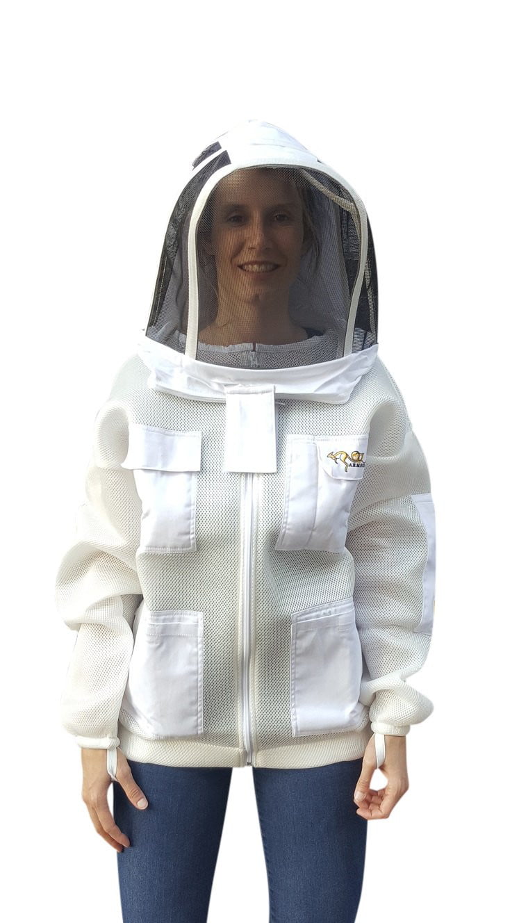 OZ ARMOUR Double Layer Mesh Ventilated Beekeeping Jacket With Fencing Veil,Beekeeping,beekeeping gear,oz armour