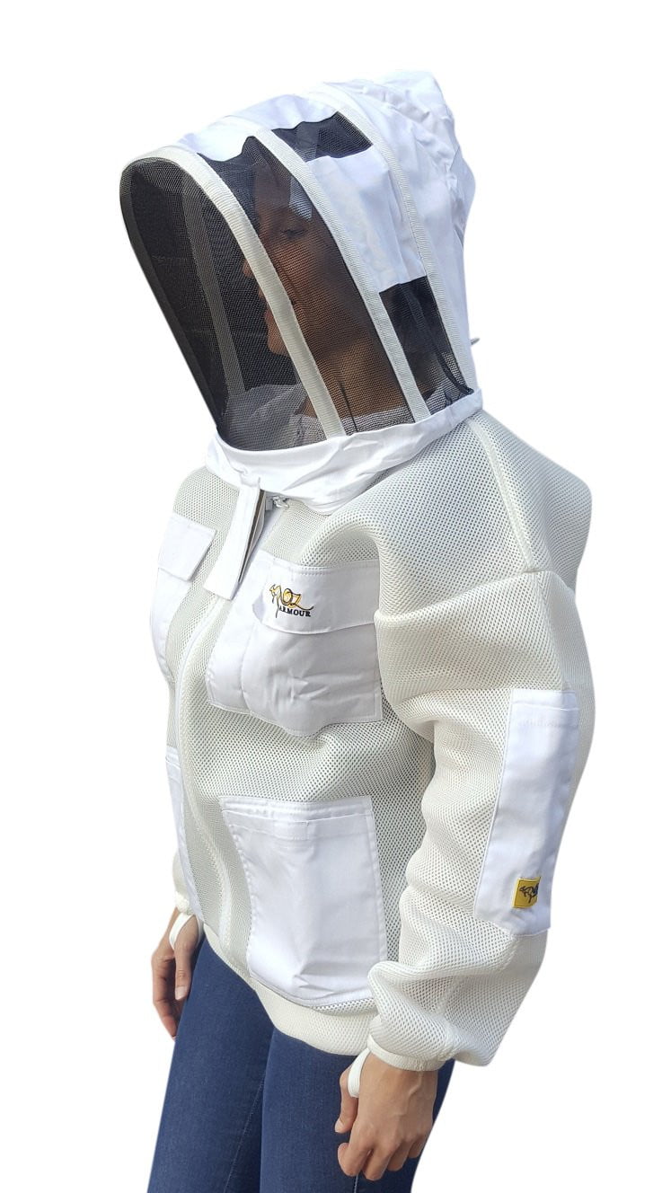 OZ ARMOUR Double Layer Mesh Ventilated Beekeeping Jacket With Fencing Veil,Beekeeping,beekeeping gear,oz armour