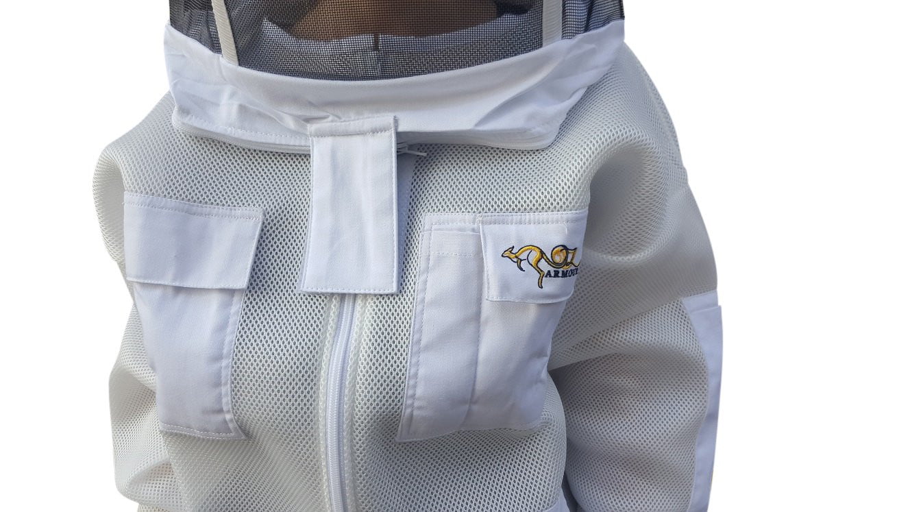 OZ ARMOUR Double Layer Mesh Ventilated Beekeeping Jacket With Fencing Veil,Beekeeping,beekeeping gear,oz armour