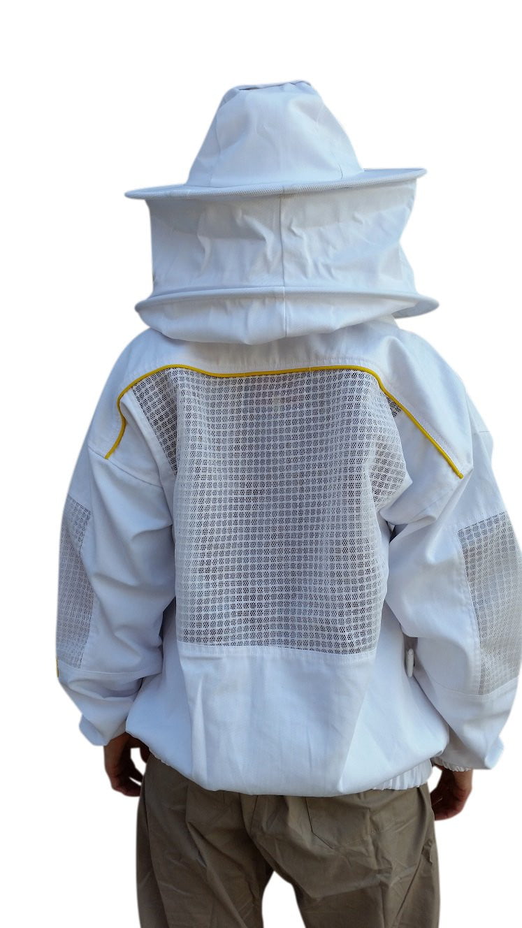 Poly Cotton Semi Ventilated Beekeeping Jacket With Round Hat Veil