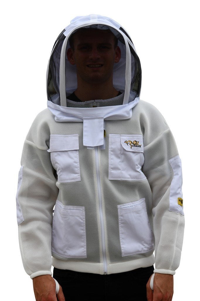 OZ ARMOUR Double Layer Mesh Ventilated Beekeeping Jacket With Fencing Veil,Beekeeping,beekeeping gear,oz armour