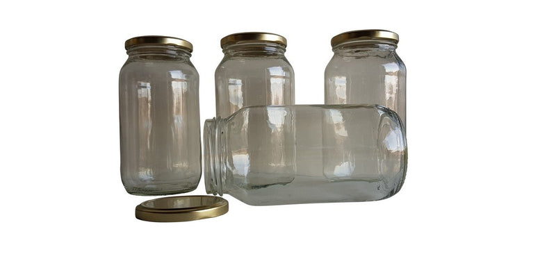 Round Glass Jars Honey Containers Gold lids