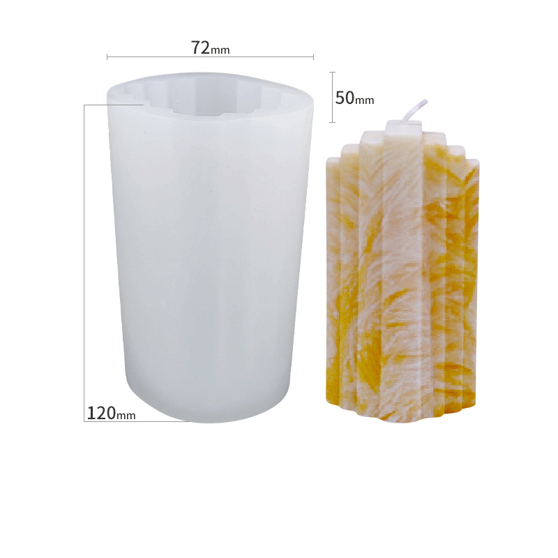 Stripped Pillar Silicone Candle Mould - Height 120 mm