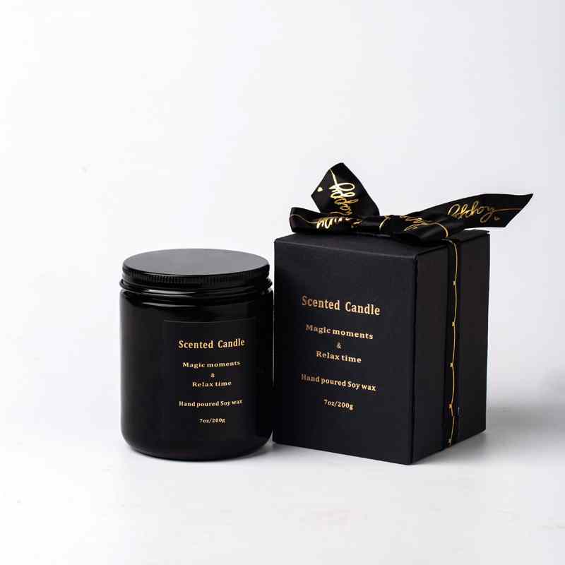 Black Jar Scented Candle With Black Knot