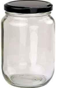 750 ml/1 kg Round Glass Jars Honey Containers Black Lids - Beekeeping Gear