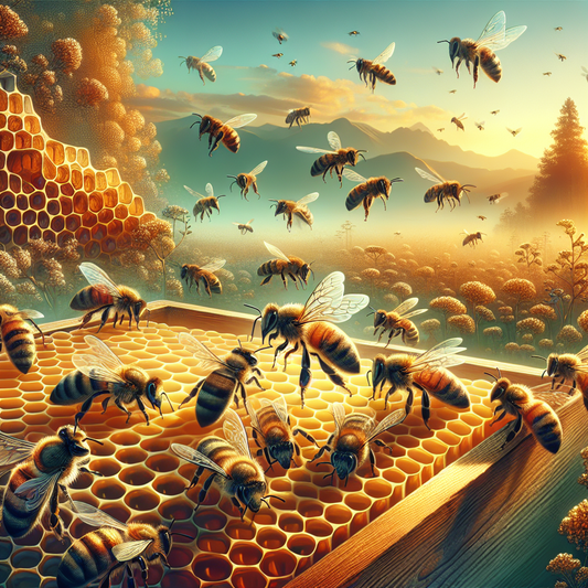 Beekeeper inspecting an open hive.