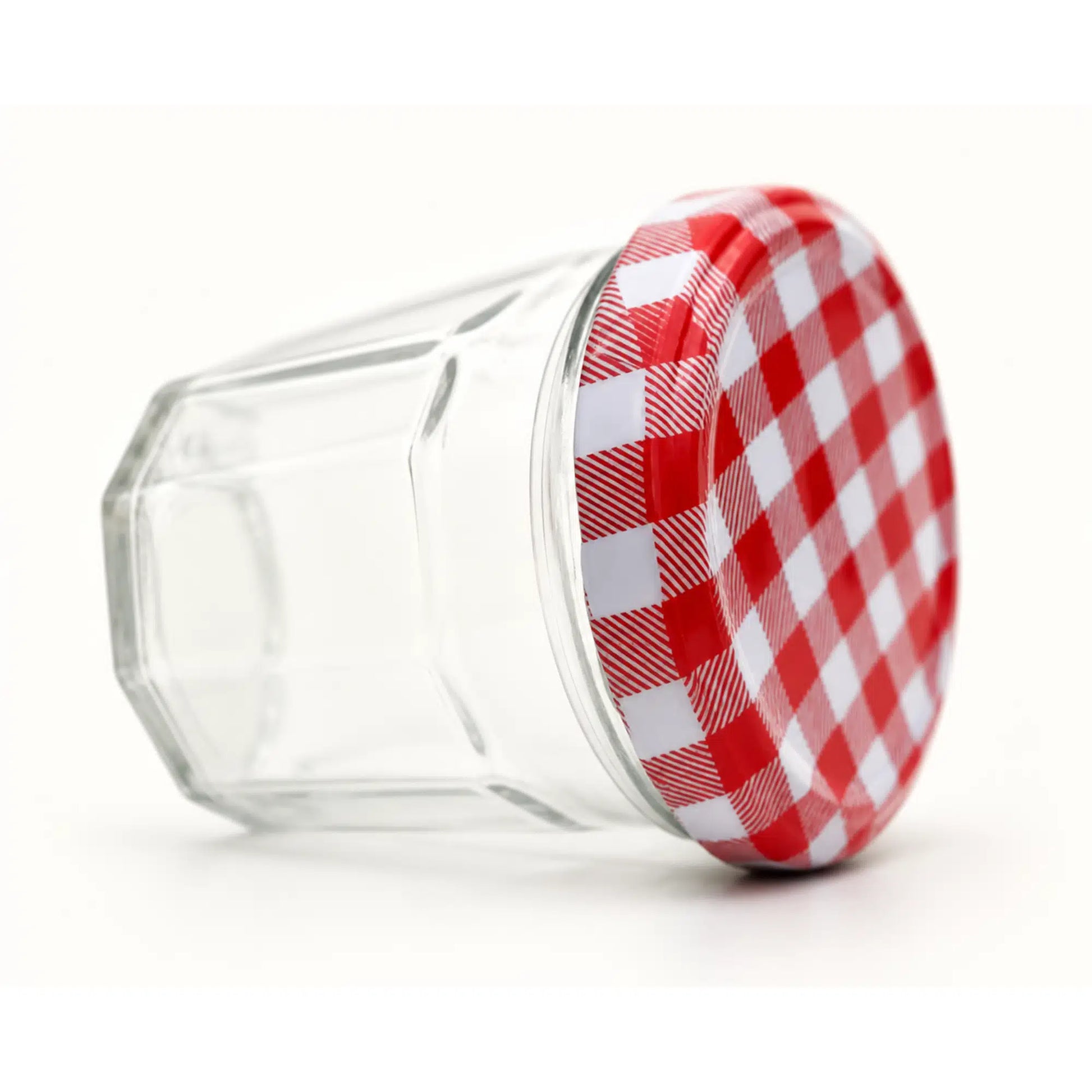 150ml Honey Sample Jars with Red Gingham Lids — Premium Glass Jars for Beekeepers – Side View