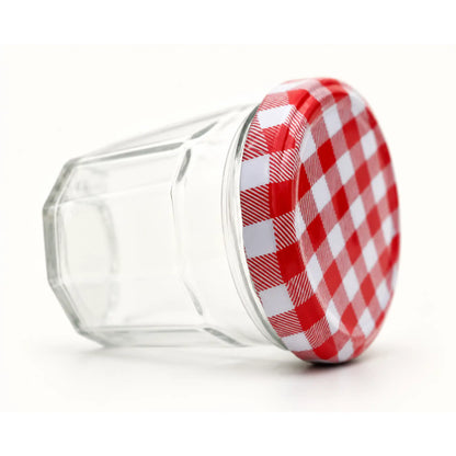 150ml Honey Sample Jars with Red Gingham Lids — Premium Glass Jars for Beekeepers – Side View