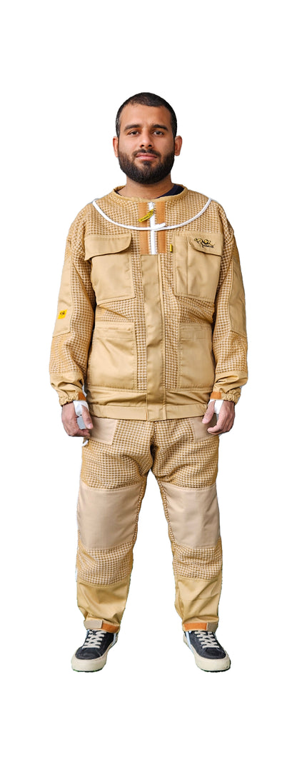 OZ ARMOUR Khaki 3 Layer Mesh Ventilated Beekeeping Trousers For Big & Short or Big & Tall