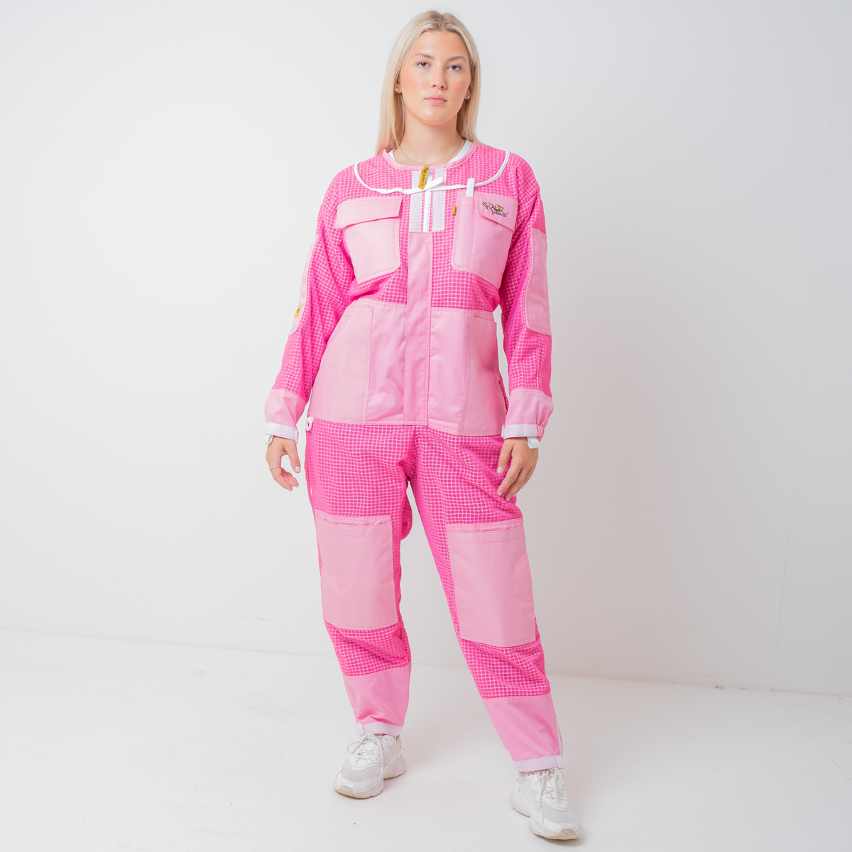 PINK OZ ARMOUR 3 Layer Mesh Ventilated Beekeeping Suit With Round Hat Veil