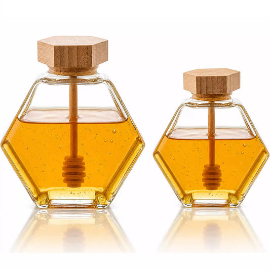 Glass Jar 220 ml With Wooden Honey Spoon Pack of 20