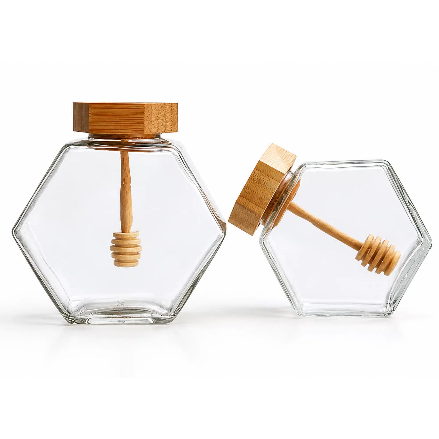 Empty Glass Jar 220 ml With Wooden Honey Spoon 