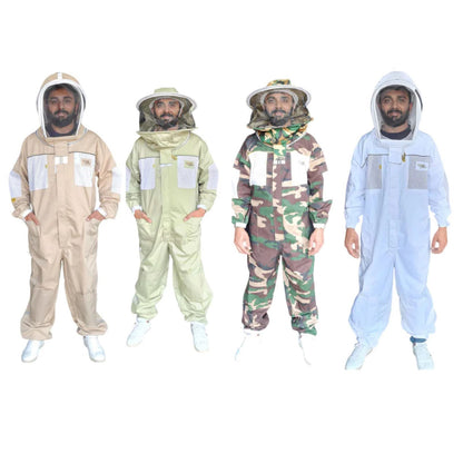 OZ ARMOUR Colored Ventilated Beekeeping Suit With Two Veils Round Hat & Fencing