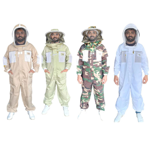 OZ ARMOUR Colored Ventilated Beekeeping Suit With Two Veils Round Hat & Fencing