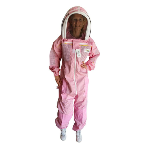 OZ ARMOUR Pink Poly Cotton Semi Ventilated  Beekeeping Suit With Fencing Veil