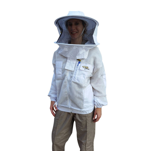 OZ ARMOUR 3 Layer Mesh Ventilated Beekeeping Jacket With Round Hat Veil